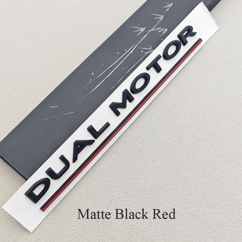 3D ABS Litery Logo Samochodu DUAL MOTOR Tylny Bagażnik Emblemat Odznaka Naklejka Naklejki Do Tesla Model 3 Model X Model S Y Akcesoria