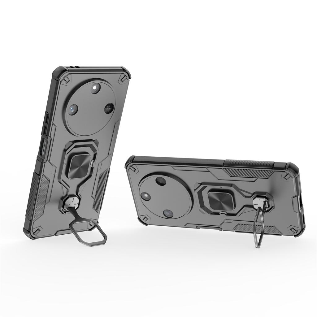 For Honor X60 5G Case Rotatable Ring Kickstand PC + TPU Shockproof Phone Cover