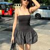 Sexy Women Vintage Solid Mini Dress Ball Gown Dresses U-Neck Sleeveless Summer Female Casual Dress Fashion Strap Dress