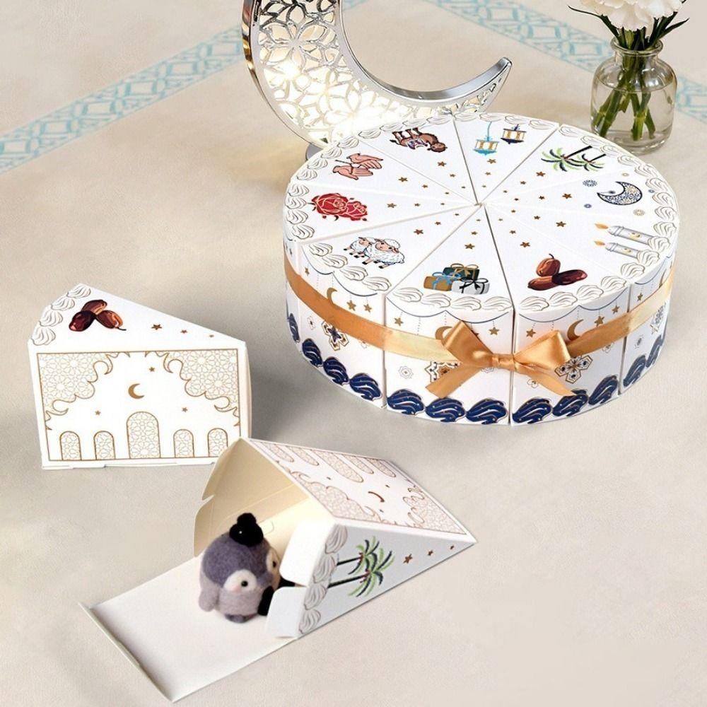 10 Pieces/Bag Paper Cake Shaped Gift Box Middle East Triangular Ramadan Gift Packaging Box Cute Cookie Candy Treat Box