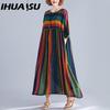 IHUASU Damenmode Sommer Frühling Kurzarm Rundhals Freizeitkleider Anteef Leichtes Oversize-Kleid