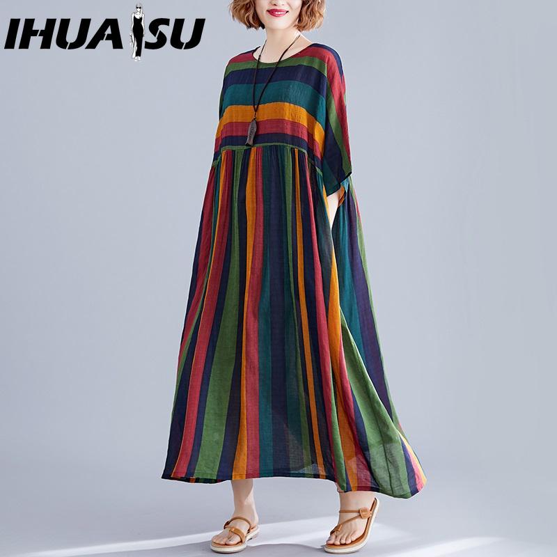 

IHUASU Женская мода лето весна короткий рукав О-образный вырез повседневные платья Anteef легкое платье свободного покроя one Size разноцветный