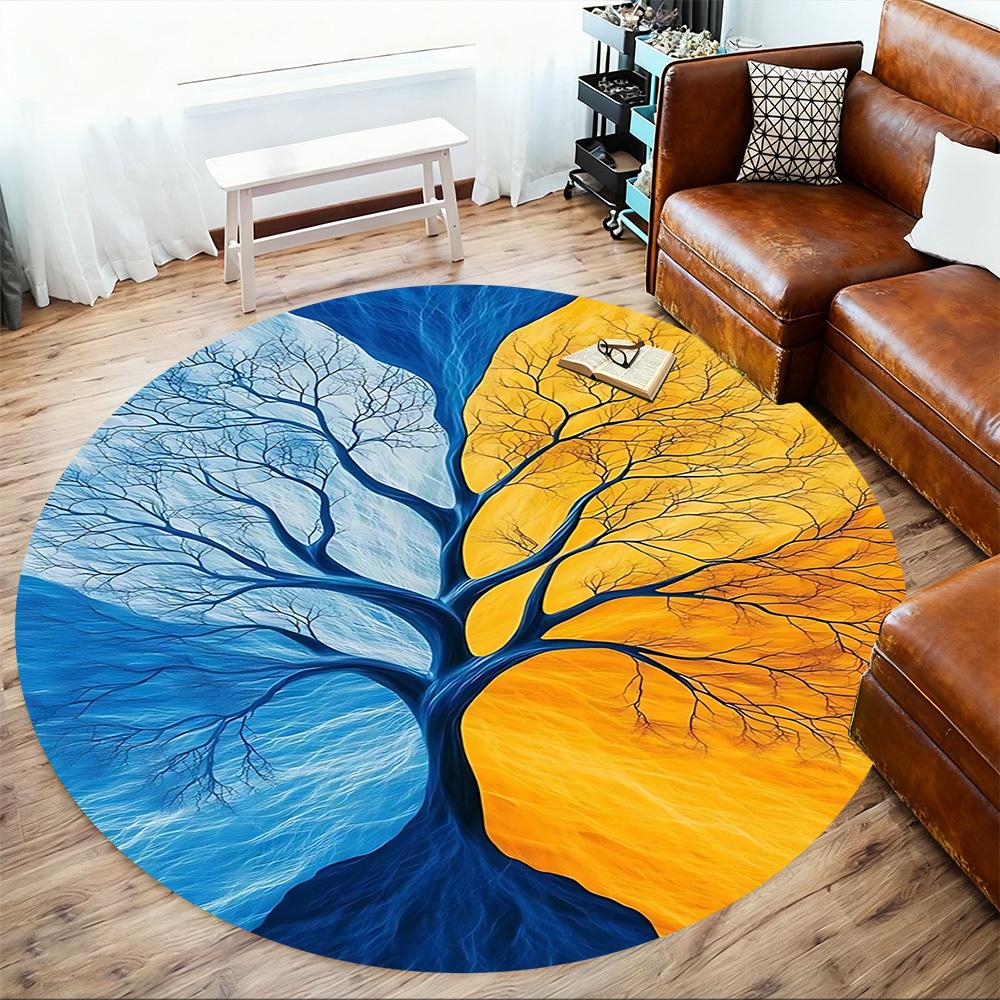 1pc tree of life Round Chair mat Area Rug - Non-Slip, Floor Mat for Office, Bedroom, and Indoor Decor -1002254