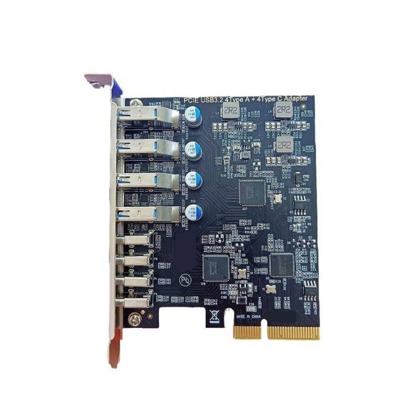 PCIe to 4 Port USB 3.2 and 4 Port TypeC Expansion Card ASM1142 Control, 10Gbps Fast Speed for Desktop