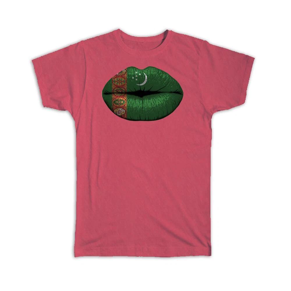 Gift T-Shirt : Lips Turkmen Flag Turkmenistan Expat Country For Her Woman S