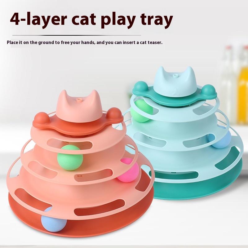 Interaktives Katzenspielzeug Feder Drehbar Haustier Katze Drehteller Bälle Intelligenztraining Katze Unterhaltungsplatte Kätzchen