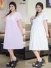 Plus Size Summer 2026 French Cool-Touch Nightgown with Chest Pads for Women