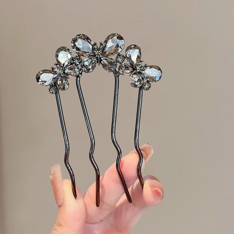 Metalowe Perły Z Cyrkoniami Spinka Do Włosów Wygodny Patyczek Do Włosów Do Gęstych Włosów Bezpieczne Utrzymanie Koka Na Imprezy Bankiety Kobiety