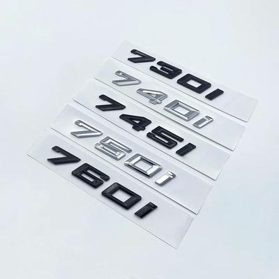 Font Numbers Letters 730i 740i 745i 750i 760i Top ABS Emblem for BMW 7 Series Car Trunk Nameplate Logo Sticker Black Chrome Uq2