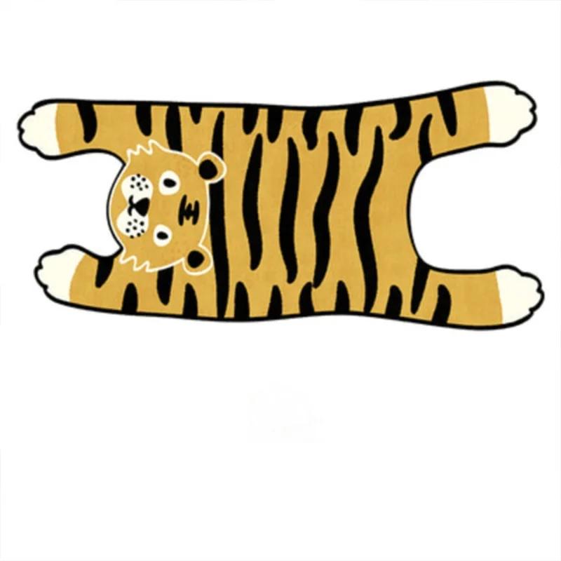 Cute Tiger Printed Rug Nordic Style Funny Plush Cartoon Leopard Tiger Printed Antiskid Floor Mat Creative Room Decor Carpet
