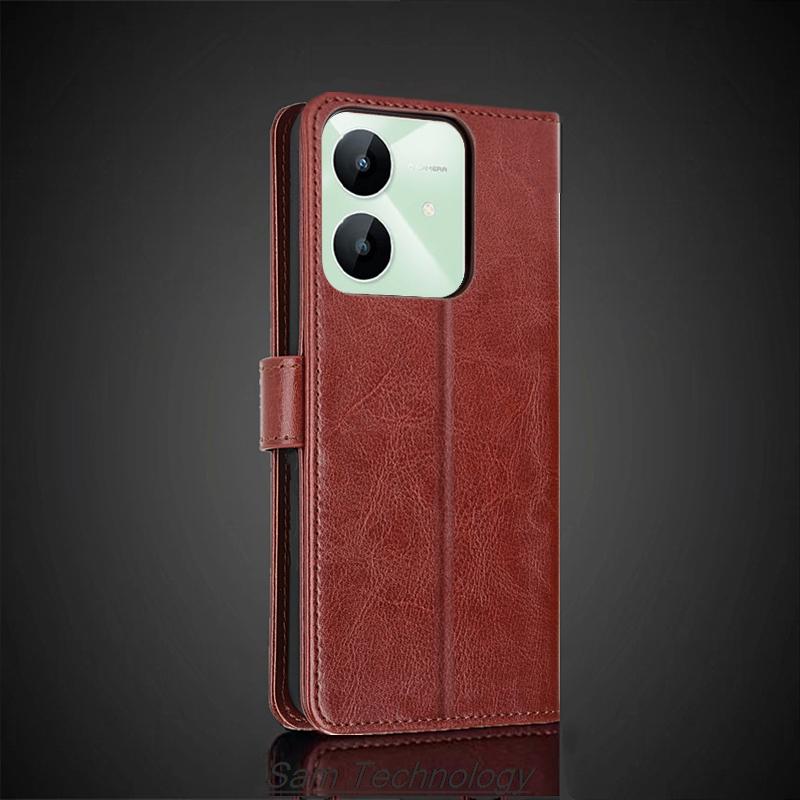 Etui na karty do OPPO Realme Note 60x Etui ze skóry PU z klapką Retro Portfel Etui na telefon Biznes Capa Fundas Coque