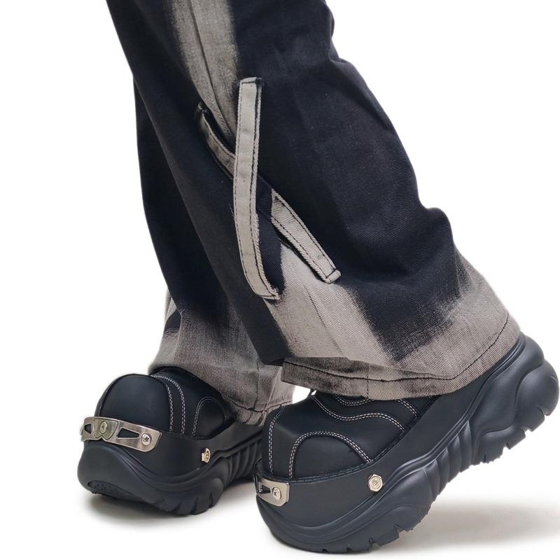 Sapatos de Plataforma de Couro Femininos Metal Punk Cabeça Grande Muffin Sapatos Femininos Alta Qualidade Senso de Design Sapatos Únicos de Solado Grosso Zapatos