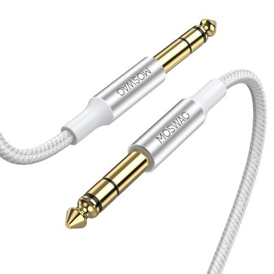 Guitar Line Stereo Standard Plug Wire Male To Male 10m Jack Instrument Nylon Suitable for Electric Speaker 6.35mm (10m) Reed, Braid, Guitar, Bass,