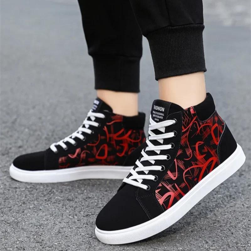 Men'S Sneakers Fashion High Top Canvas Shoes Autumn New Casual Shoes For Men Lace Up Platform Vulcanized Shoes Big Size48