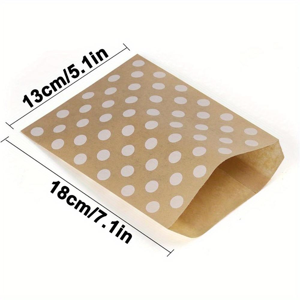 100pcs Kraft Paper Bags Dot Gift Bags Flat Greaseproof Paper Bags Greaseproof Envelopes Paper Snack Bags Cookie Bags Popcorn Bags