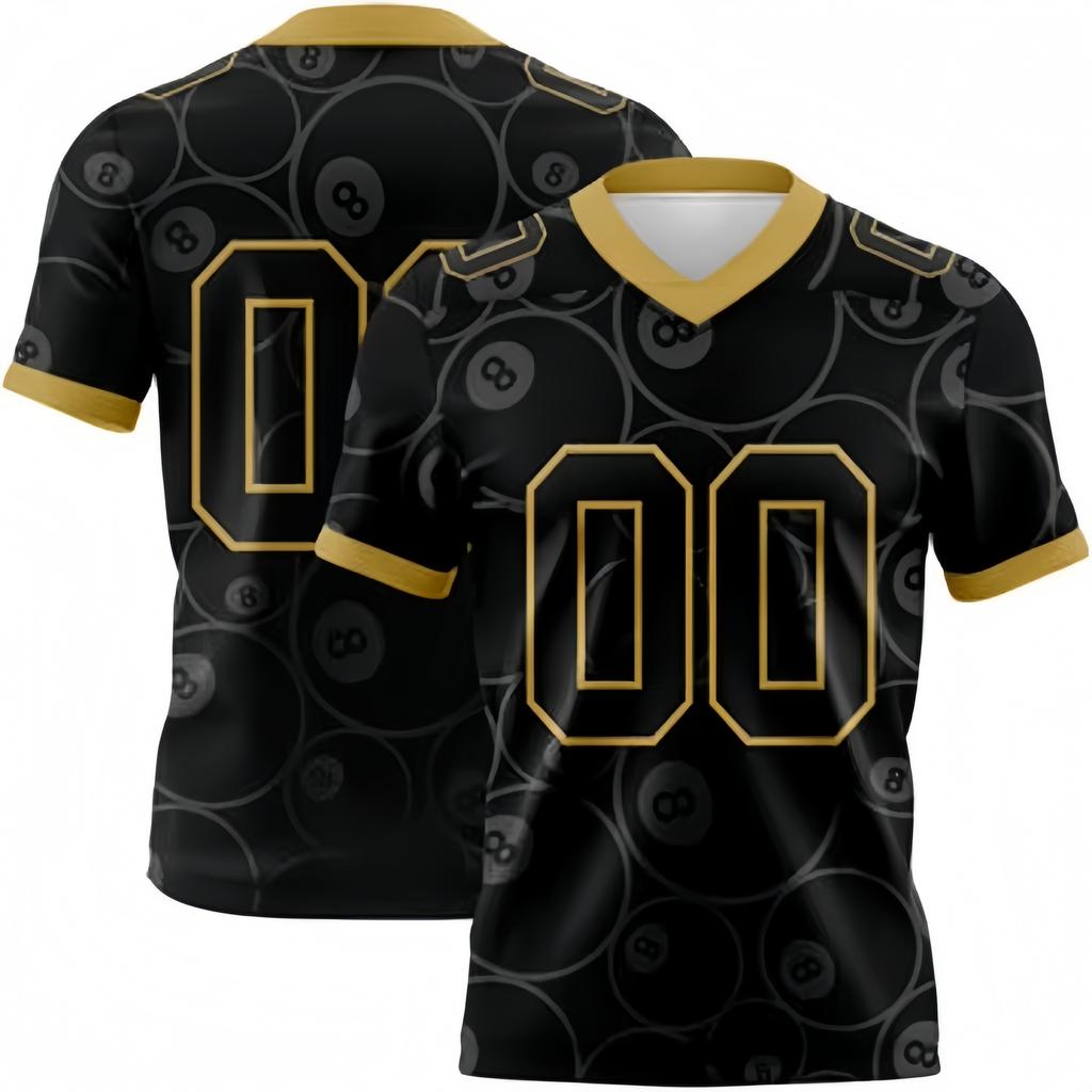 Ball Pool Sport Trikot Schwarz Gold V-Ausschnitt Kurzarm T-Shirt Personalisiertes Team Freizeit Oberteil T-Shirt