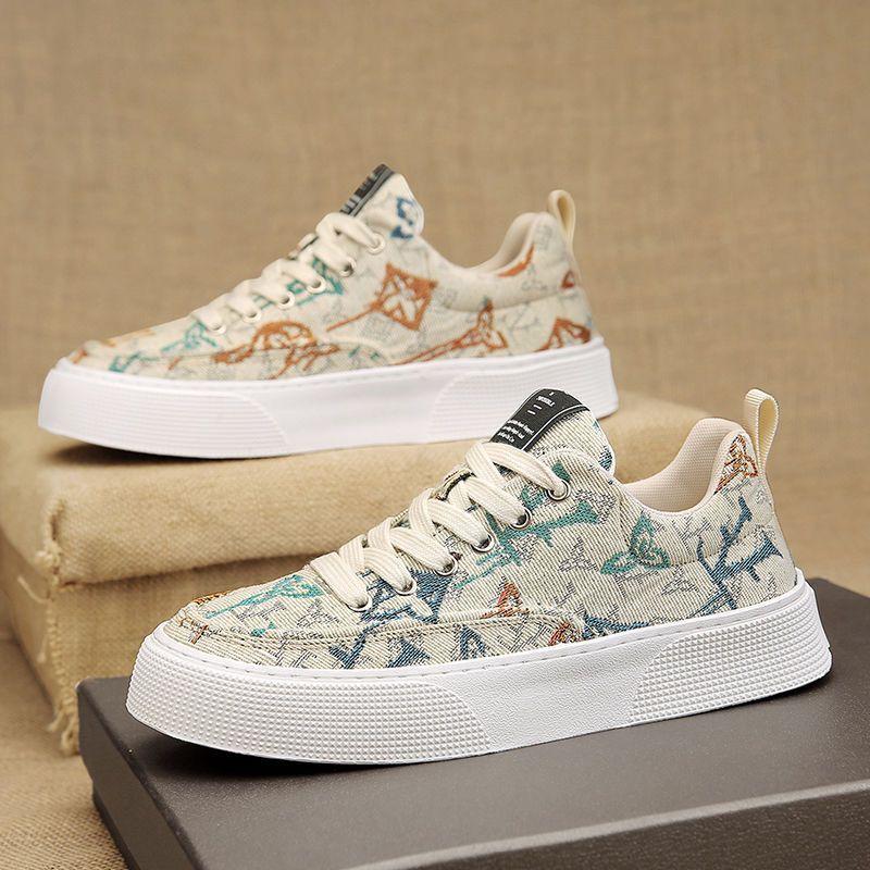 Men's Shoes Spring New Breathable Canvas Shoes Versatile Flat-soled Cloth Shoes Flat-soled Non-slip Board Shoes