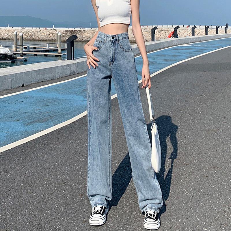 Dámské bílé džíny hruškovitého tvaru s vysokým pasem a širokými nohavicemi – ideální na jaro, léto a podzim