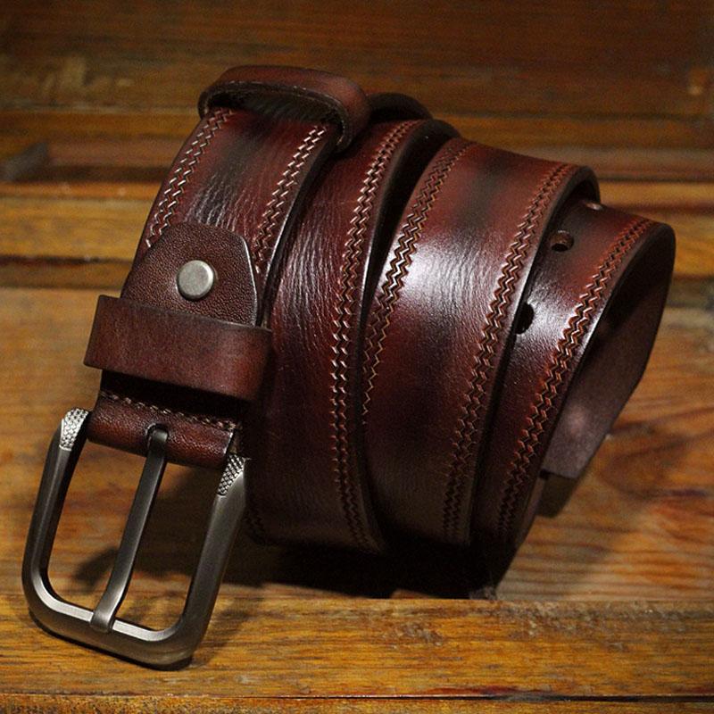 

3.8CM Mens Cowskin Belts Luxury Full Grain Cowhide Genuine Leather Belt High Quality Pin Buckle Strap for Jeans Ceintures Cintos 130cm
