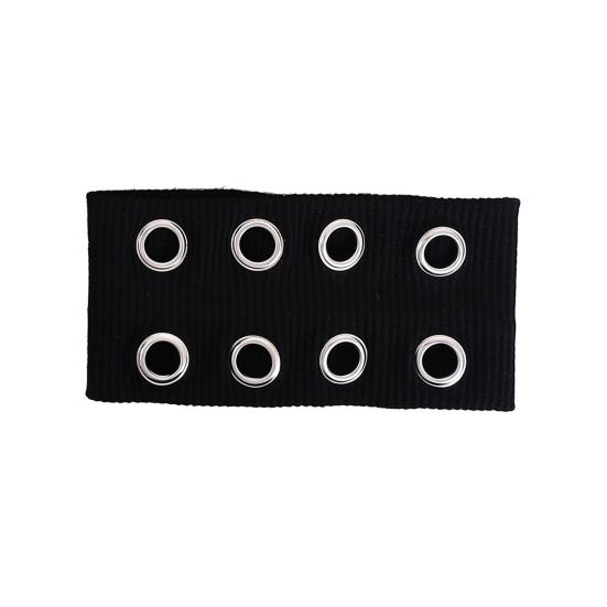 Women Hair Band Punk Style Rock Stretch Headband with Hollow Eyelets Aesthetic Design Hair Accessories