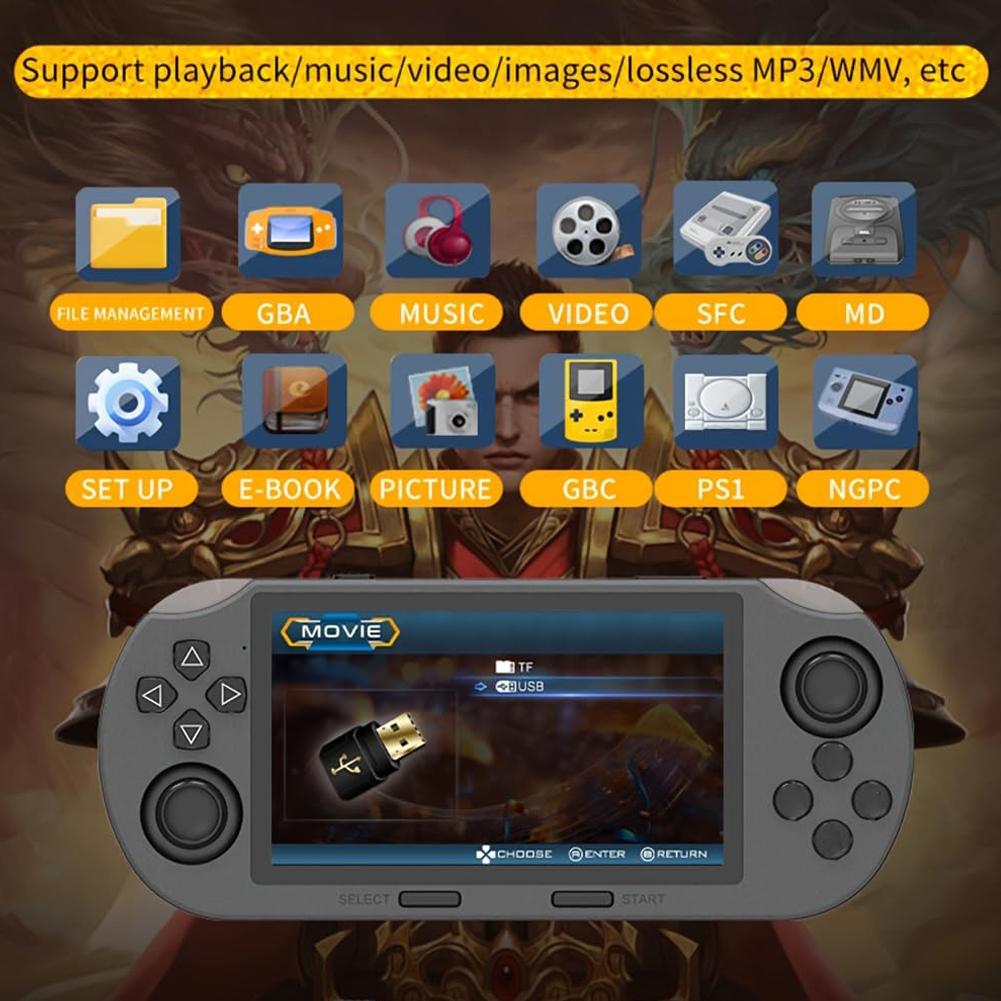 Handheld Game Console USB Rechargeable Retro Gaming Console Retro Handheld Video Game Console for Kids Adults