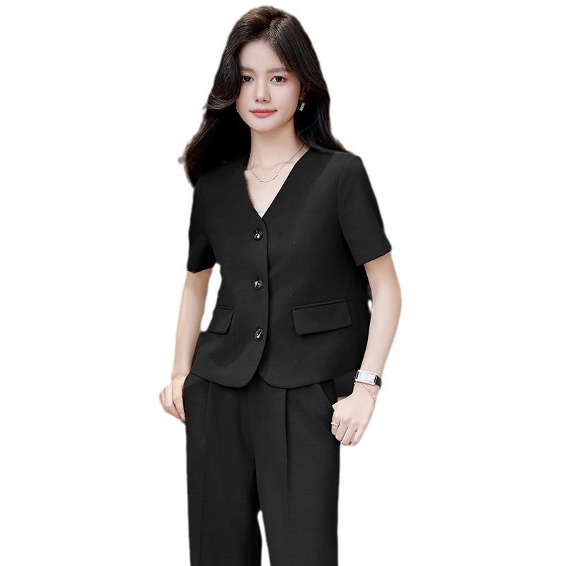 Dámské béžové sako petite: Letní 2024 High-End Krátký Módní Oblek