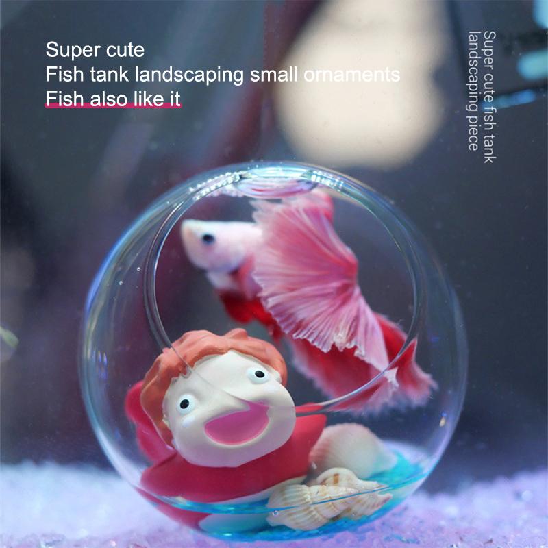 Anime gullfisk prinsesse Ponyo mikro landskapspynt mini lysende gullfisk ji glass diy skrivebordsmodell dukkehusdekor leker