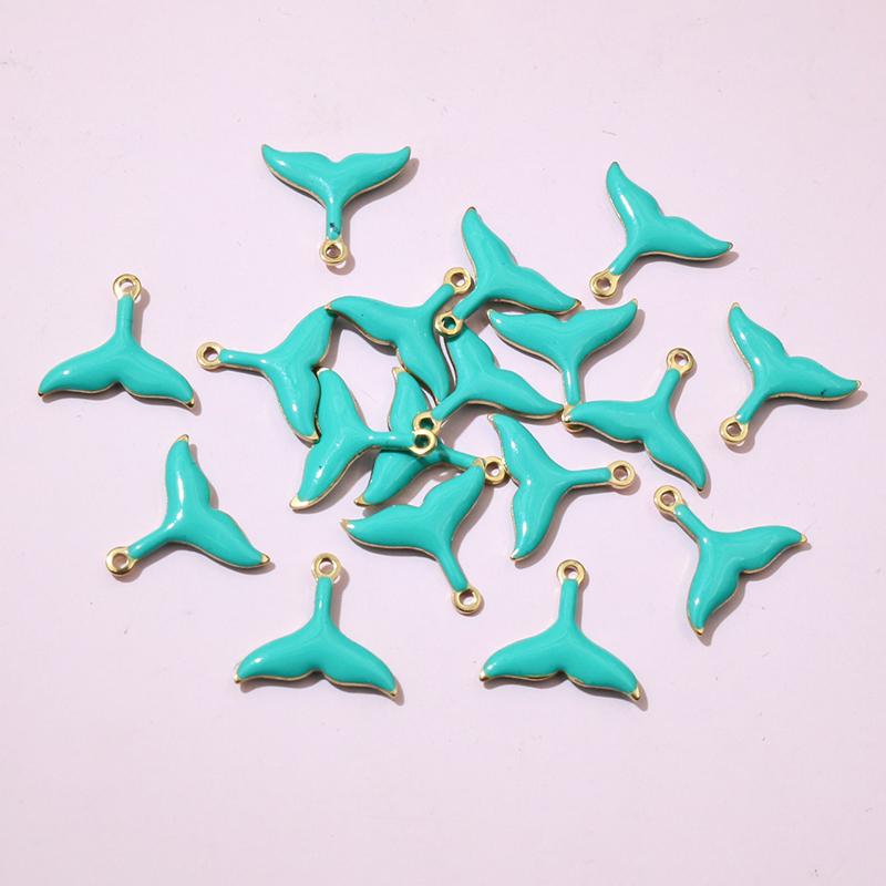 20pcs 10x11mm Stainless Steel Small Mermaid Tail Charms Pendant Enamel DIY Jewelry Making Accessories Findings Necklace Earrings