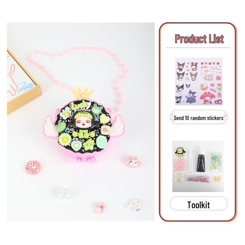 Kids' Handmade Cream PVC Crossbody Bag with Mirror Accessory
