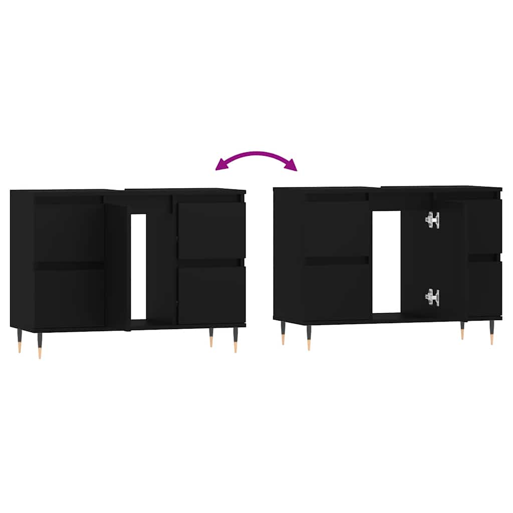 Bathroom Cabinet Black 80x33x60 Cm Particleboard