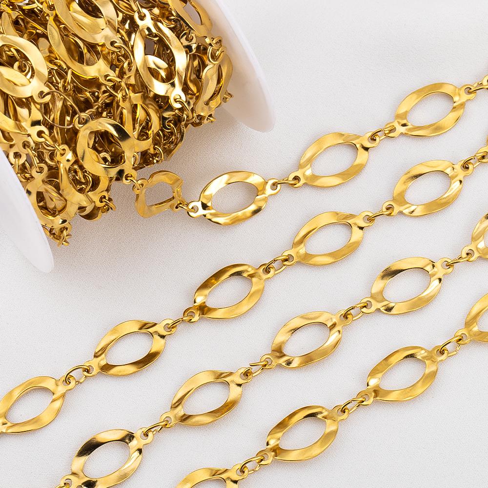 1Meter PVD Plated Stainless Steel 11x21.5mm Big Hole Circle Chains Jewelry Making Link Chain DIY Necklaces Bracelets Wholesale