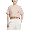 Adidas Yu Nagaba x  Originals Clover SS23 Co-Branded Collection Logo Print Drawstring Cropped Loose Crew Neck T-Shirt Women Tops Pearl-Ash-Grey IS0650