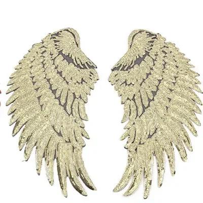 

1 Pair Paillette Gold Silver Wings Sequins For Clothing Easy to Use Iron-on Embroidered Patch золотой