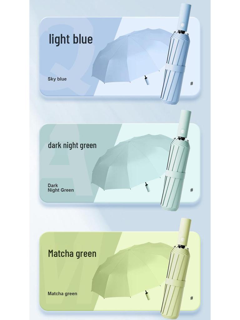 Ultra Durable UV Protection Auto Double-Fold Black Umbrella.