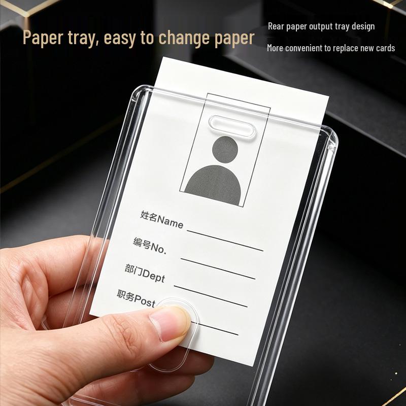 Transparent Acrylic ID Badge Holder with Lanyard - Employee or Work Card Protective Cover