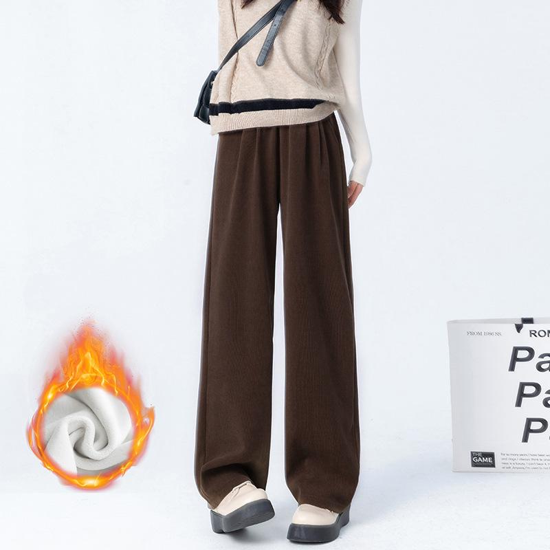 Maillard autumn and winter thickened thermal pants fleece sweatpants high waist straight pants casual wide-leg pants