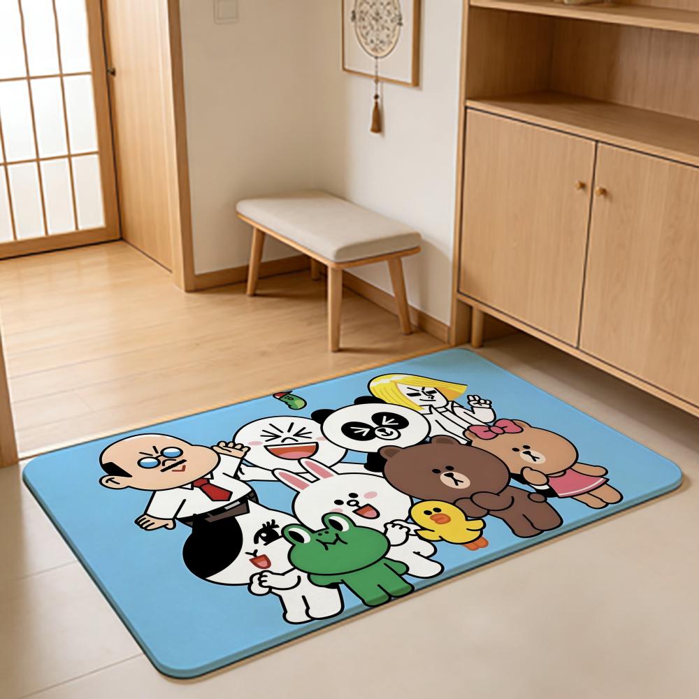 ANIME B-Brown Bear Floor Mat Absorbent Floor Mat Non-Slip Entrance Rug for Bathrooms Restrooms and Toilets
