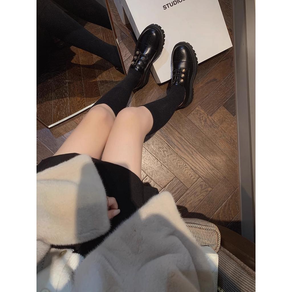 Grape mother studiolee Hepburn style retro platform sole single shoes thick heel embroidered loafer small leather shoes women spring and autumn