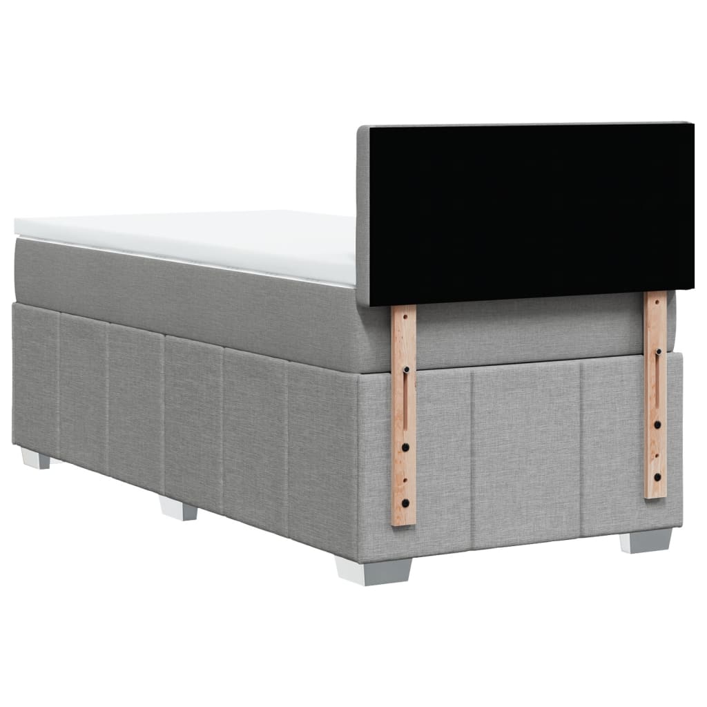 Box Spring Bed with Mattress Light Grey 100x200 cm Fabric
