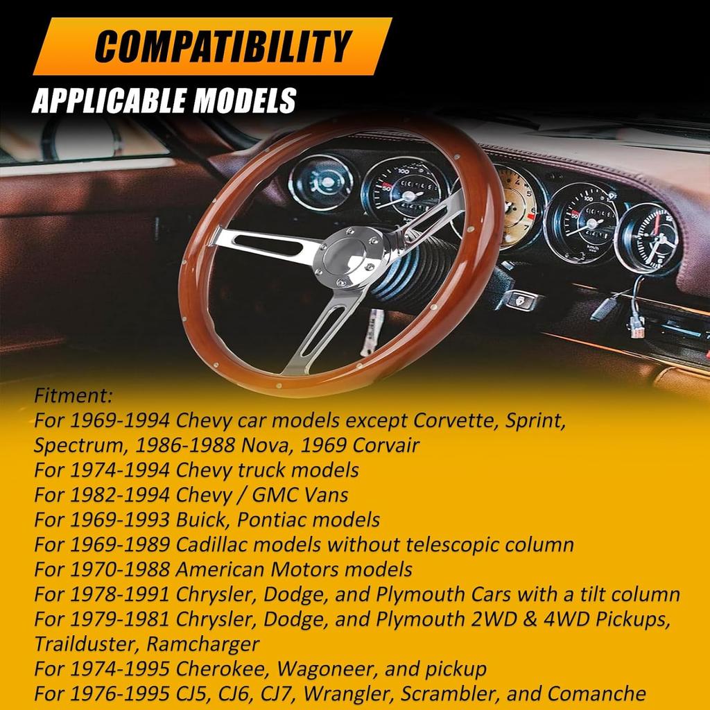 5 & 6 Hole Steering Wheel Hub Adapter For GMC Chevy Pontiac Cadillac Truck Pickup (Black)