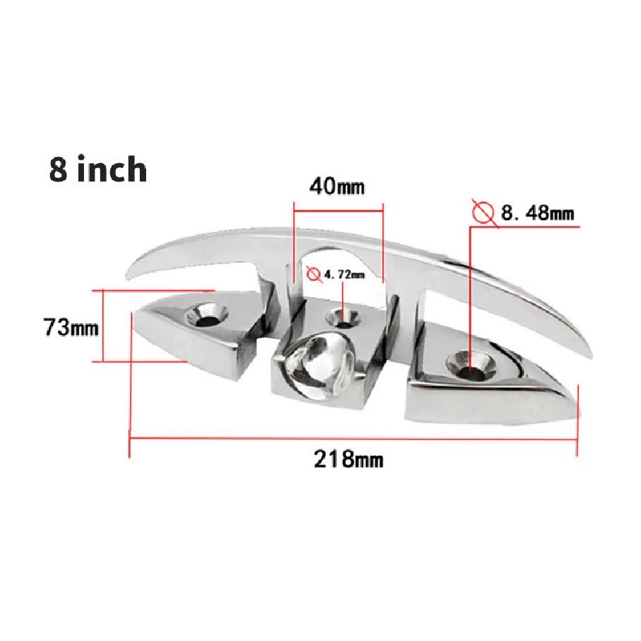 8  Folding Cleat Boat Accessories Save Space 316 Stainless Steel Mooring Dock Neat Cleat Marine Boat Yacht Bollard Boat Ship 8 inch