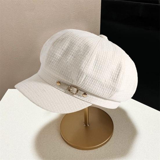 Womrn Herbst Winter Hut Maler Hut Kurze Krempe Schnalle Dekor Dome Top Retro Künstlerische Dekorative Dame Kappe