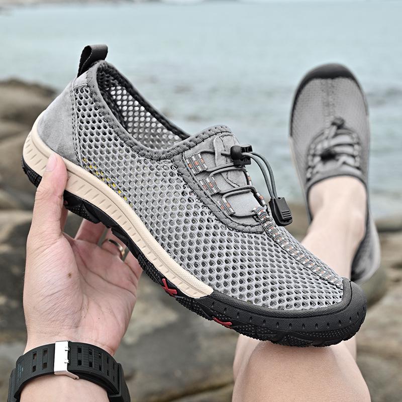 Men's Summer Mesh Non-Slip Outdoor Sports Shoes - Breathable, Wear-Resistant, Large Size Hiking & Travel Sneakers.