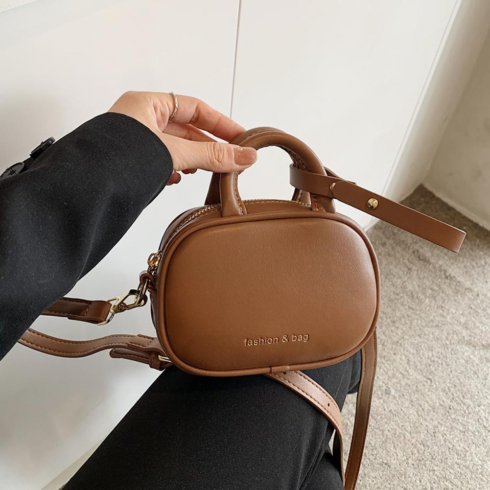Women PU Trendy Lipstick Bag Adjustable Strap Stylish Crossbody Bag Zipper Closure Mini Cute Purse Small Satchel Purse коричневый 3930₽