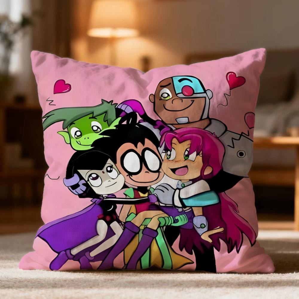 Hot T-Tteen Titans Go! Cushion Cover Soft Washable Pillow Case Multi-Scene For Couch Bed Travel Office Use
