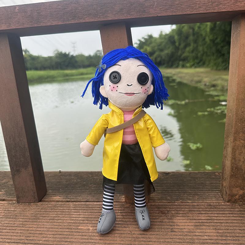 New Coraline Button Eyes Plush Doll Soft Stuffed Rag Toy Horror Movie Figure Collectible Gift For Fans And Kids