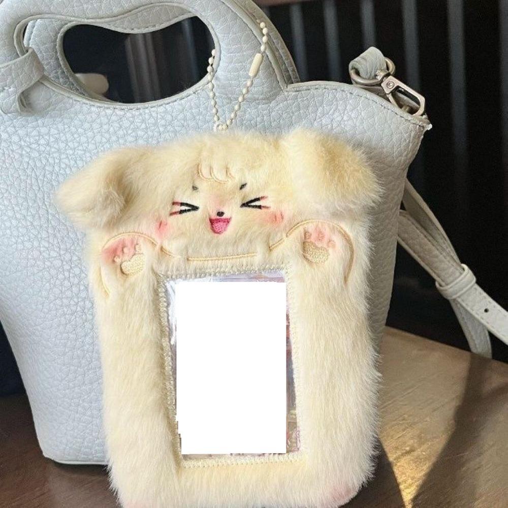 Cartoon Plush Photocard Case Cute Star Shape Photo Card Holder Fashion Bag Keychain  Women