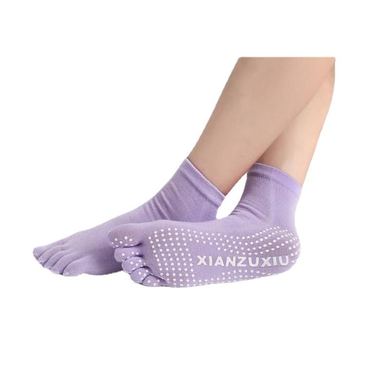 Non-Slip Yoga Socks Five-Finger Socks, Women'S Color Medium Tube Five-Toe Socks