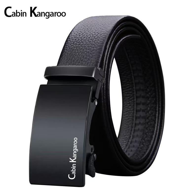 Men’s Automatic Buckle Leather Belt with Customizable Logo - Perfect for Business and Casual Wear