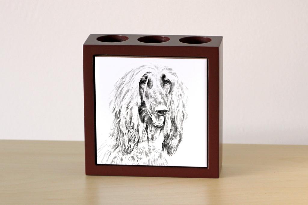 Afghan Hound, Tazi – Pen holder with a dog, desk organizer with a print | Art-Dog
